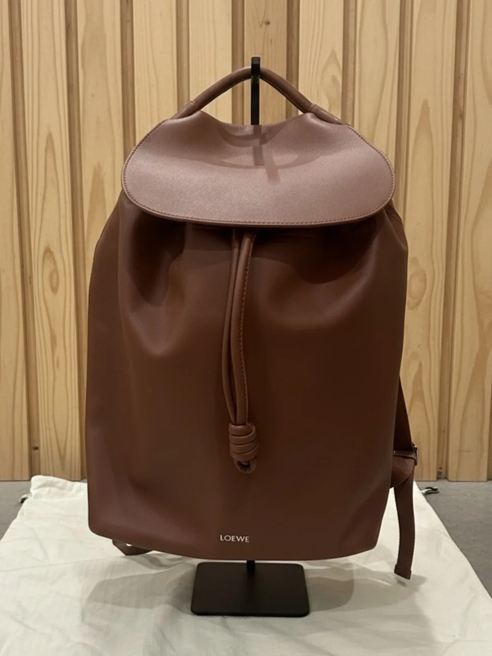 LOEWE Yago Brown Leather Drawstring Backpack